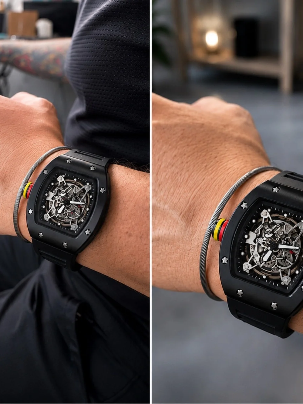 Black Skeleton Dial Sports Watch – Brand Unspecified